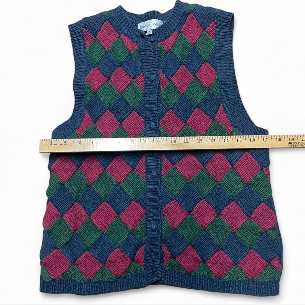 Vintage 90s Baxter & Wells Sweater Vest Women's Size M Retro Knitted Button Up - Picture 6 of 8